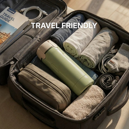 PrimeDad RoamReady Bottles 4-in-1 dispenser with multiple compartments for convenient, portable hydration and snack storage.
